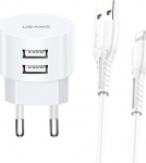 USAMS Charger T20 2xUSB 2.1A Lightning