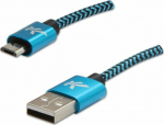 Kabel USB Logo USB-A - microUSB 2 m Black and blue