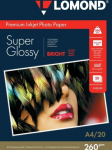 Lomond Premium Photo Paper Super Glossy 260 g/m2 A4, 20 sheets, Bright