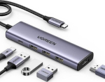 UGREEN 15596 Laptop Dock / Port Replicator USB 3.2 Gen 1 Type-A + Type-C Aluminium 100W USB Power Delivery