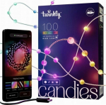 Christmas tree lights Twinkly Twinkly Candies &ndash; 100 Pearl-shaped lamps RGB LEDs, green wire, USB-C
