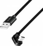 LogiLink USB-A - USB-C 1.0m w Braided angle black - kabel LogiLink USB 2.0 - USB-C 1.0m M/M angled black