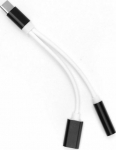 Adapter USB USB-C - Jack 3.5mm + USB-C Czarny (3925)