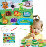 LEANToys Wooden Puzzle Magnets String Interlacing Animals