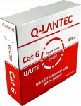 Q-Lantec Kabel U/UTP kat.6, sieciowy, twisted Pair, PVC, Eca 4PR, 1Gb/s (10Gb/s do 55m), warranty 10 lat, szary, 100m - (KIU6PVC100Q)