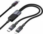 Kabel USB Hoco HOCO kabel 2w1 Typ C do Typ C + Lightning 5A 100W U139 1.2 m czarny