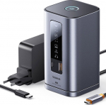 Baseus Spacemate RD1 11w1 USB-C |2xHDMI 4K@60Hz |2xDP 4K@60Hz |2xUSB-A 10Gb/s |USB-C 10Gb/s |RJ45 |USB-A 480Mb/s |USB-C PD |mini jack 3.5mm |ładowarka EU szara