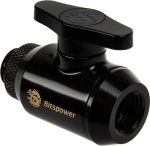 Bitspower ball valve 1x female thread 1/4 inch & 1x male thread G1/4 inch, rotatable - matt black