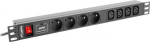 Lanberg PDU rack PDU 19" 1U 16A 4x PL 4x IEC C13 2m czarna - Safety strip Lanberg Rack PDU 4 jack PL + 4 jack IEC C13 2.0m 1U 16A czarna