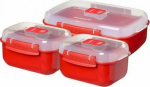 Sistema Sistema Heat & Eat 3 Pack, Set, Red, Polypropylene (PP), Transparent, New Zealand, 141 mm