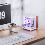 Jonsbo TK-0 PC Geh&auml;use, Mini Tower, Mini-ITX, Tempered Glass, Holz - wei&szlig;