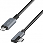 LogiLink USB-C 2.0m angled black - kabel LogiLink USB-C - USB-C 2.0m M/M E-mark, PD, angular gray/czarny