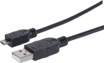 MANHATTAN USB Kabel A -> micro B St/St 1.80m sw