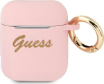 Guess GUA2SSSI AirPods cover Silicone Vintage Script / pink