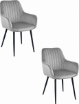 Leobert SOLDEN chair - silver gray velvet / black legs x 2