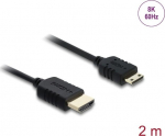 Delock Ultra High Speed - HDMI cable - HDMI male to 19-multi-pin mini-HDMI male - 2 m - Triple shielded coaxial cable - Schwarz - 8K60Hz (7680 x 4320)
