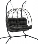 Hanging chair FINSE 2-seater 142x106xH194cm, dark grey