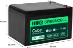 Greencell AGM VRLA 12V 12Ah maintenance-free battery for cash registers toys cameras (151x98.5x95mm)