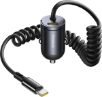 Baseus charger USB-C car charger with a built-in 30W USB-C spiral cable - black USB-C car charger with a built-in 30W USB-C spiral cable - b