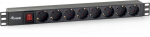 Equip 19" Steckdosenleiste 8xSchuko+Switch->St.90&deg; sw. Pla
