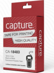 Capture 12mm x 5.5m Black on White, Permanent Polyester Tape