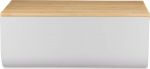 Bread bin Alessi BG03 WG Mattina, steel bamboo wood, warm gray
