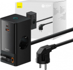 Wall charger / powerstrip Baseus PowerCombo 65W (black)