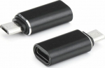Adapter USB Partner Tele.com USB-C - microUSB Czarny