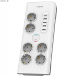 Pingekaitse Philips, 6 outlets, 1xUSB-C + 4xUSB-A, 2m