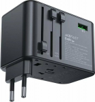Acefast Charger Multifunctional Travel Mains Charger Acefast Z1, 2xUSB-A, 3xUSB-C, GaN, 67W, US/EU/UK/AU (czarna)