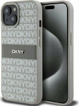 DKNY DKNY DKHCP15SPRTHSLE iPhone 15 / 14 / 13 6.1'' beige/beige hardcase Leather Mono Stripe & Metal Logo