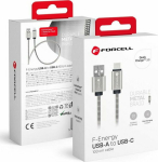 Kabel USB ForCell FORCELL F-ENERGY Metal C234 kabel USB A do Typ C QC3.0 2.4A 12W 1 m srebrny