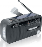 Raadio Muse MH-07DS must - FM-raadio, NiMH aku 3xAAA - laadimine USB, d&uuml;namo v&otilde;i p&auml;ikesepatareiga, taskulamp, USB-kaabel