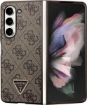 GUESS Hardcase Leather 4G Triangle Strass Samsung Galaxy Z Fold 5 Brown
