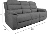 Recliner sofa MIMI 3-seater with electric mechanism, grey
