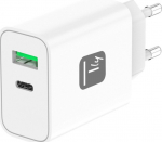 Techly Charger Mains Charger GaN USB-C 30W PD i USB-A 30W QC