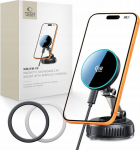 TECH-PROTECT V8 MAGNETIC MAGSAFE WINDSHIELD & DASHBOARD CAR MOUNT WIRELESS CHARGER 25W QI2.2 BLACK