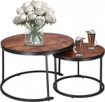Springos Coffee tables loft 2 szt. steel industrial round dia.. 70 cm / 39.5 cm UNIVERSAL set
