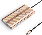 Orico USB-C 12w1 RGB | USB-A | USB-C PD 100W | 2x HDMI 4K 60 Hz | DisplayPort 4K 60 Hz | RJ45 Gigabit - pink-gold