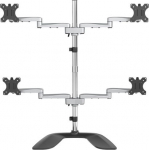 StarTech.com Desktop mount for four monitors - Ergonomic VESA arm for 4 monitors (2x2) up till 32 tum - Freestanding articulated universal post mount - Height adjustable/lean/rotary/rotate - Silver - Stable - adjustable arm - for 4 monitors - alumini ...