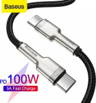 Cable USB C - USB C 2m 100W, black Cafule Metal BASEUS