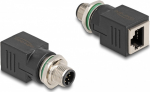 DELOCK M12 Adapter A-encoded 8 Pin Stecker zu RJ45 Bu gerade