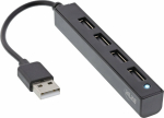 InLine InLine&reg; USB 2.0 HUB, 4 port, USB-A male to 4x USB-A female, black, 15cm, slim design