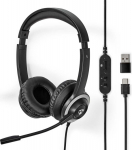 K&otilde;rvaklapid mikrofoniga Nedis USB-C, juhtmega, pult, mustad