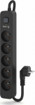 Kerg Device Power Strip. zas.-secure. KERG z wyłącznikiem-5 gniazd-czarny-1.5m-16A-H05VV-F-3x1.5mm2