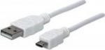 Manhattan Hi-Speed - USB-Kabel - Micro-USB Typ B (M) bis USB (M) - USB2.0 - 1.8m - shaped - wei&szlig; (324069)