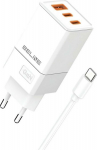 Beline Charger 65W GaN 2xUSB-C + USB-A+ kabel USB-C White