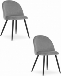 Leobert BELLO chair - velvet light gray / black legs x 2