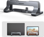 Axagon STND-VG vertical stand for laptops and tablets. Aluminum stand for vertical insertion of laptops sized 10-17.3. Adjustable slot width 9.5-25.5 mm. Grey version