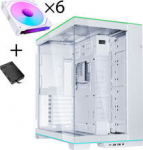 Lian Li O11 Dynamic EVO RGB PC-Geh&auml;use Bundle, Midi Tower, ARGB, Tempered Glass + 6x UNI FAN SL-INF Reverse Blade L&uuml;fter - wei&szlig;